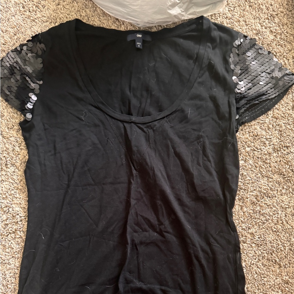 Black basic tee with sequins!